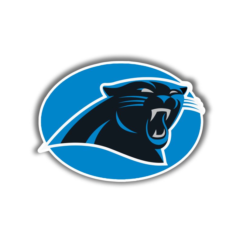 Carolina Panthers Full Color Vinyl Decal - Oval with Panther's Head - Custom SIze