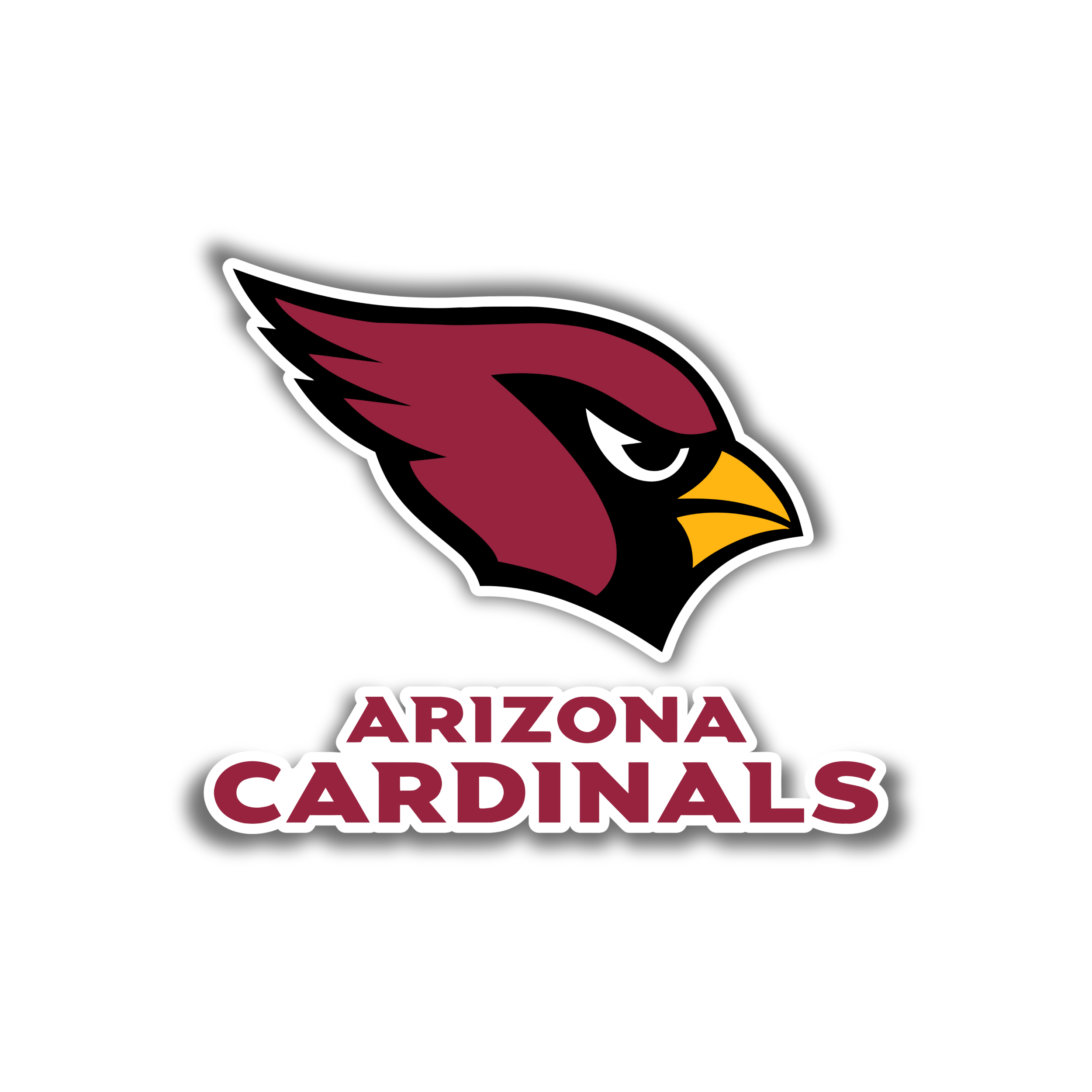 Arizona Cardinals - Head with Wording - Full Color Vinyl Sticker - Custom Size