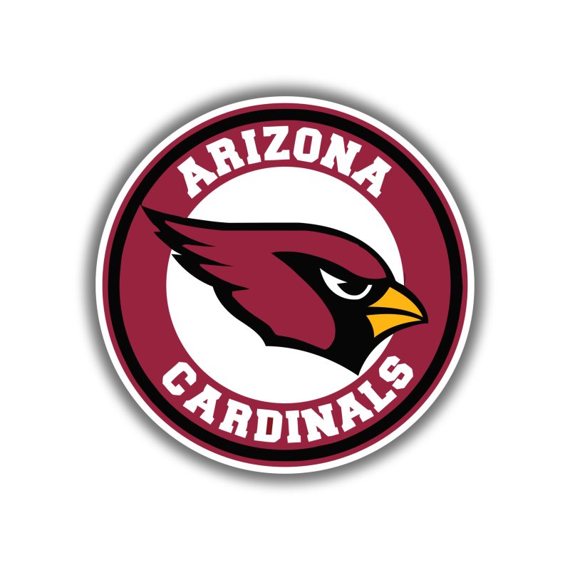 Arizona Cardinals - White Circle - Full Color Vinyl Sticker - Custom Size