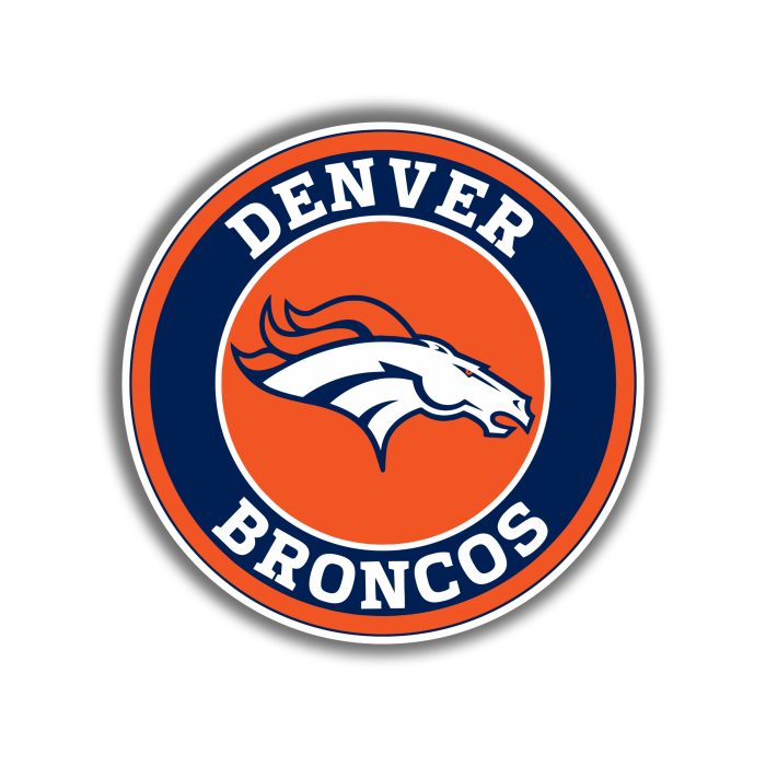 Denver Broncos - Circle With Blue - Full Color Vinyl Sticker - Custom Size