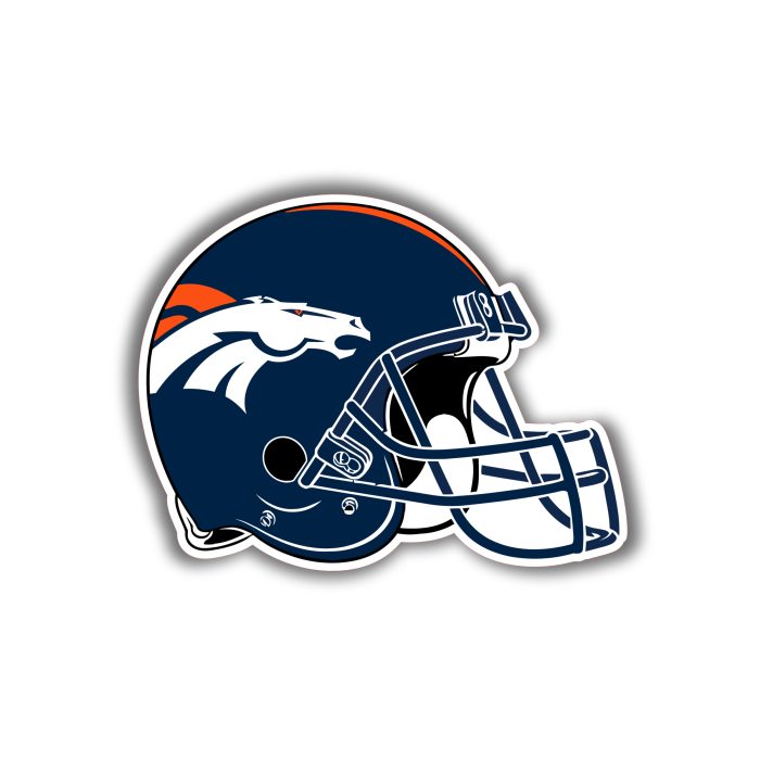 Denver Broncos - Helmet- Full Color Vinyl Sticker - Custom Size