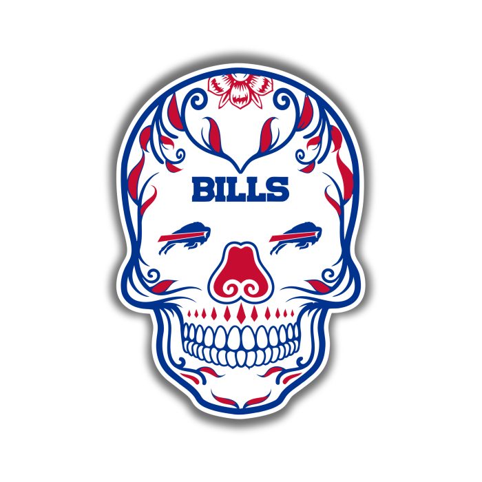 Buffalo Bills - Sugar Skull - Full Color Vinyl Sticker - Custom Size