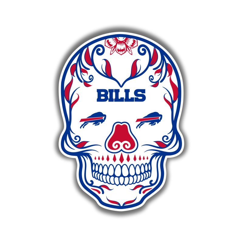 Buffalo Bills - Sugar Skull - Full Color Vinyl Sticker - Custom Size