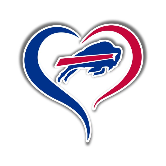 Buffalo Bills - Heart - Full Color Vinyl Sticker - Custom Size