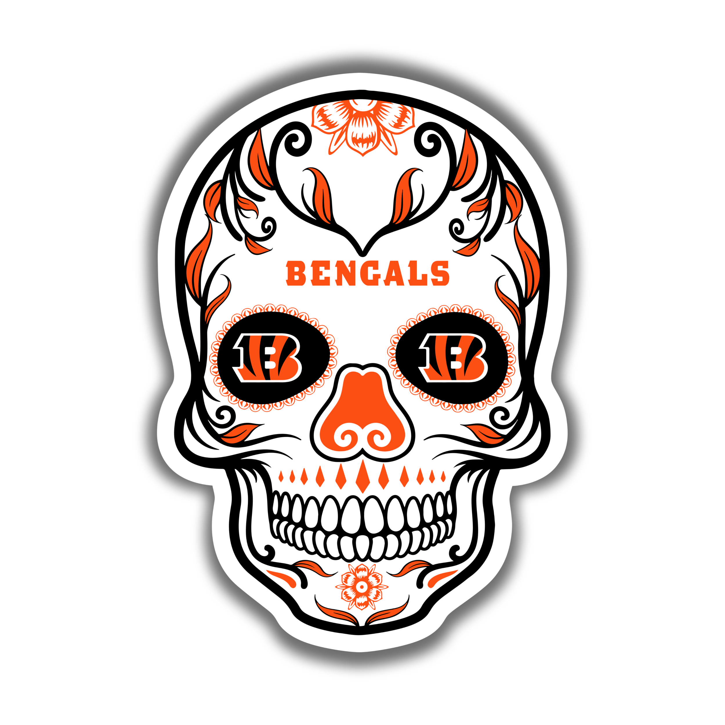 Cincinnati Bengals - Sugar Skull - Temporary Tattoo