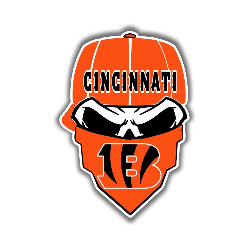 Cincinnati Bengals - Skull With Cap - Temporary Tattoo
