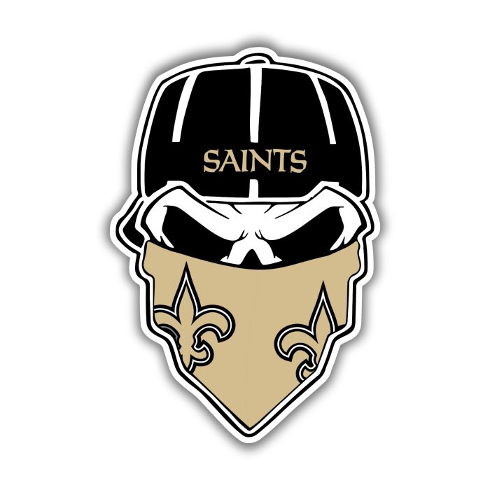New Orleans Saints Bandana Skull Full Color Vinyl Sticker - Custom Size