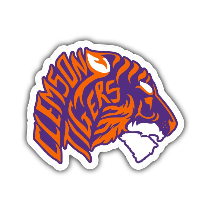 Clemson Tigers - Tiger Head With Name - Temporary Tattoo