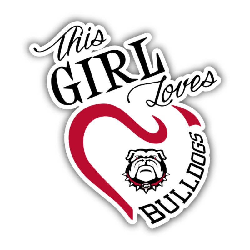 This Girl Loves Bulldogs Full Color Vinyl Decal - Custom Size