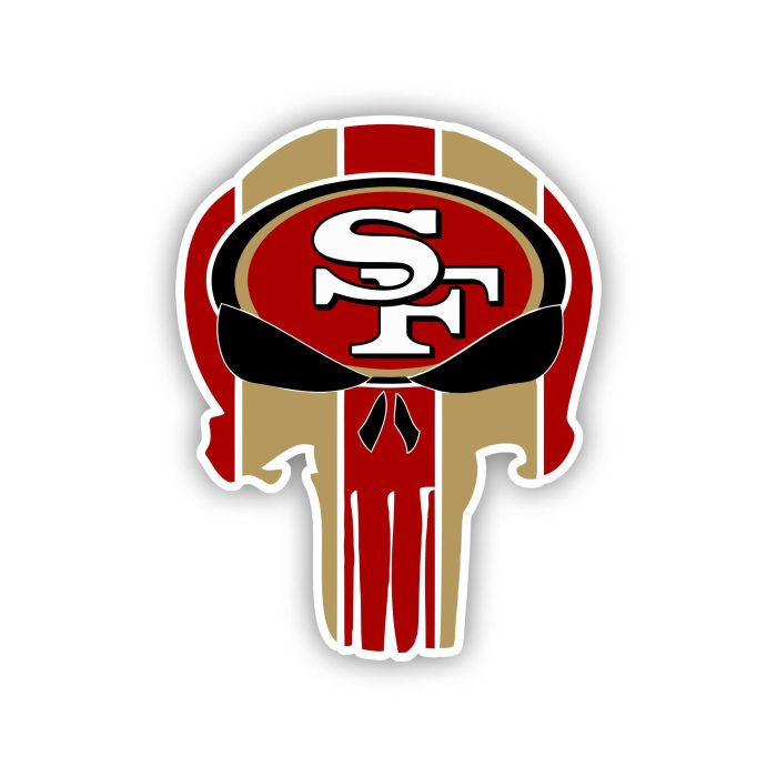San Francisco 49ers - Skull - Full Color Vinyl Sticker - Custom Size