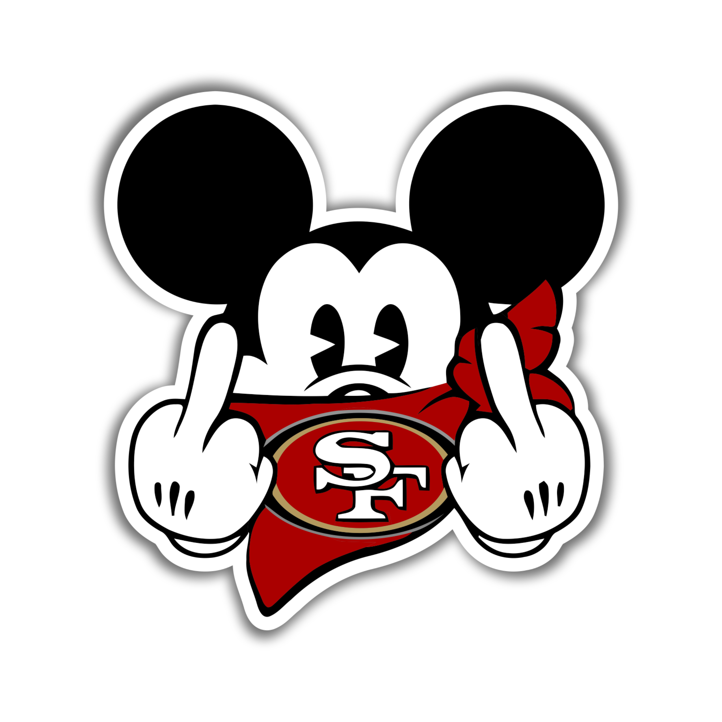 San Francisco 49ers - Mickey Mouse With Bandana - Temporary Tattoo