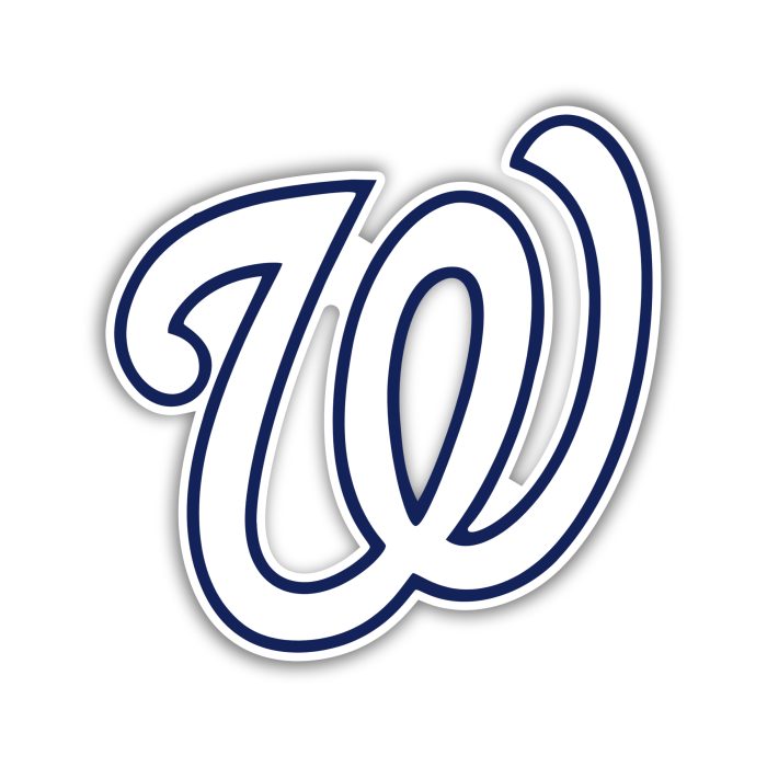 Washington Nationals White W - Full Color Vinyl Sticker - Custom Size