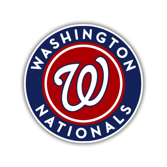 Washington Nationals - Blue And Red Circle With Name - Full Color Vinyl Sticker - Custom Size