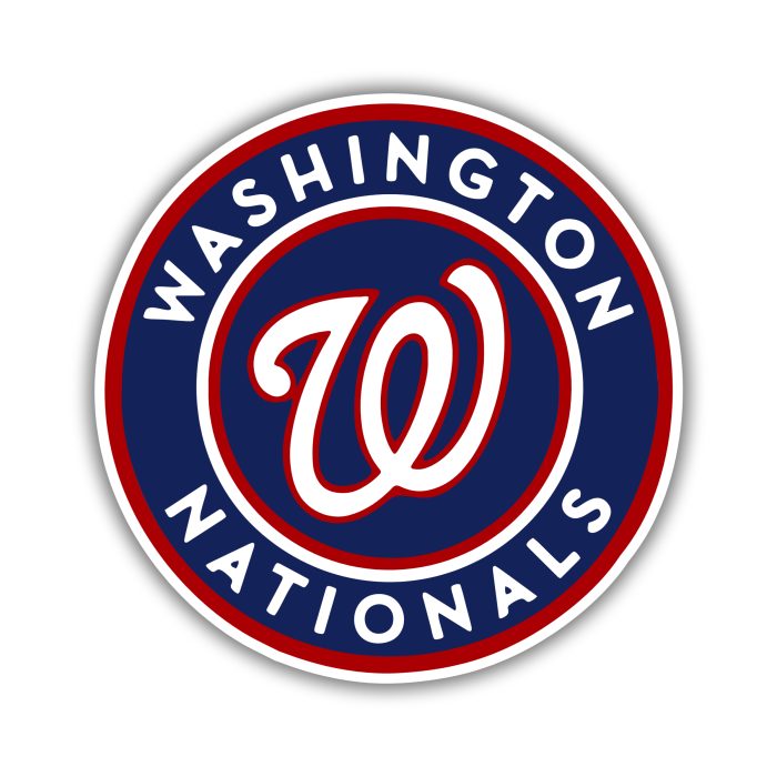 Washington Nationals - Blue Circle With Name - Full Color Vinyl Sticker - Custom Size