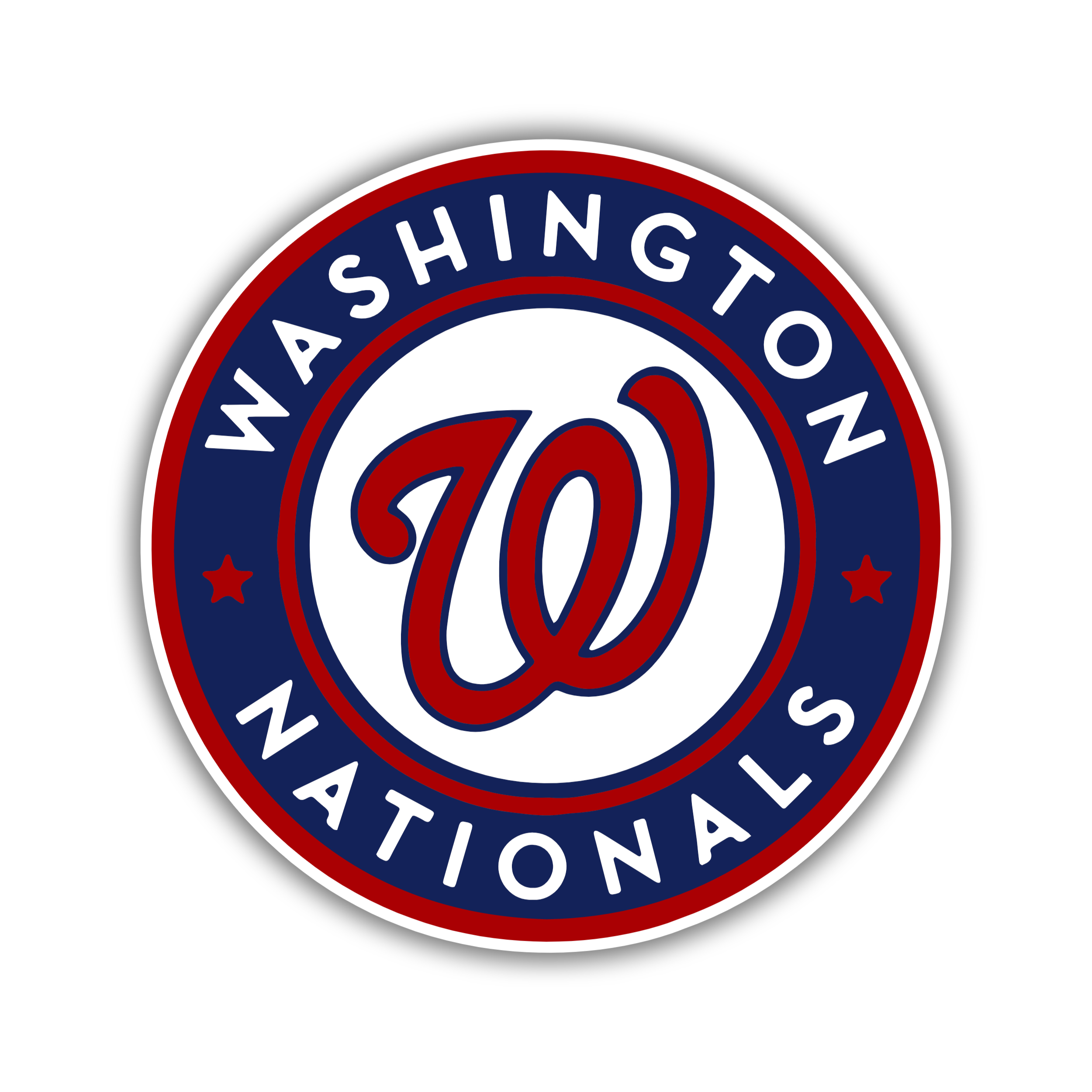 Washington Nationals - Blue And White Circle With Name - Full Color Vinyl Sticker - Custom Size