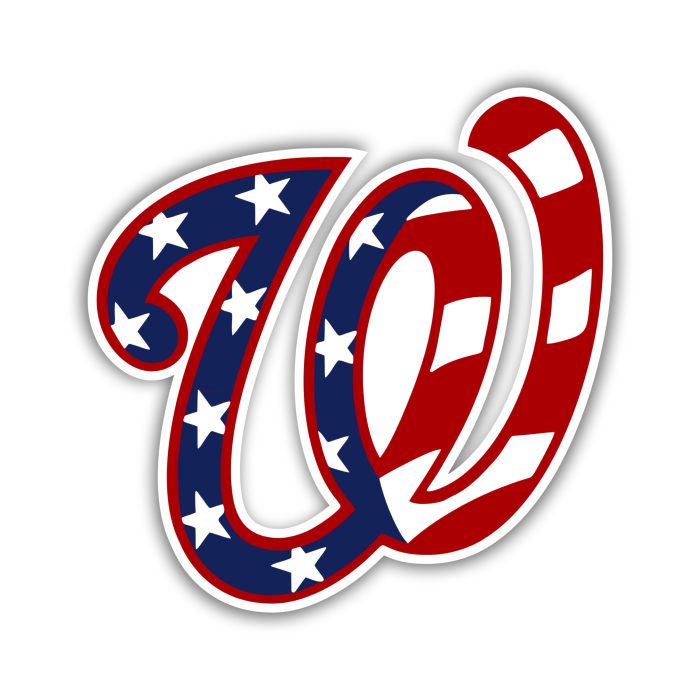 Washington Nationals - American Flag W - Full Color Vinyl Sticker - Custom Size