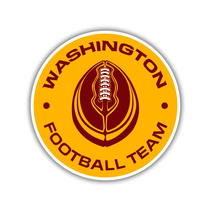 Washington Commanders - Yellow Football Circle- Full Color Vinyl Sticker - Custom Size