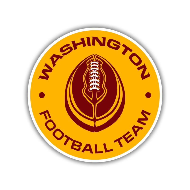 Washington Commanders - Yellow Football Circle- Full Color Vinyl Sticker - Custom Size