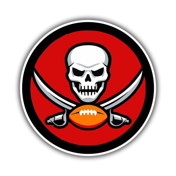 Tampa Bay Buccaneers - Skull Circle - Full Color Vinyl Sticker - Custom Size