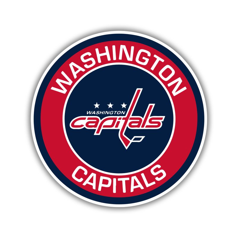 Washington Capitals - Circle With Name - Full Color Vinyl Sticker - Custom Size