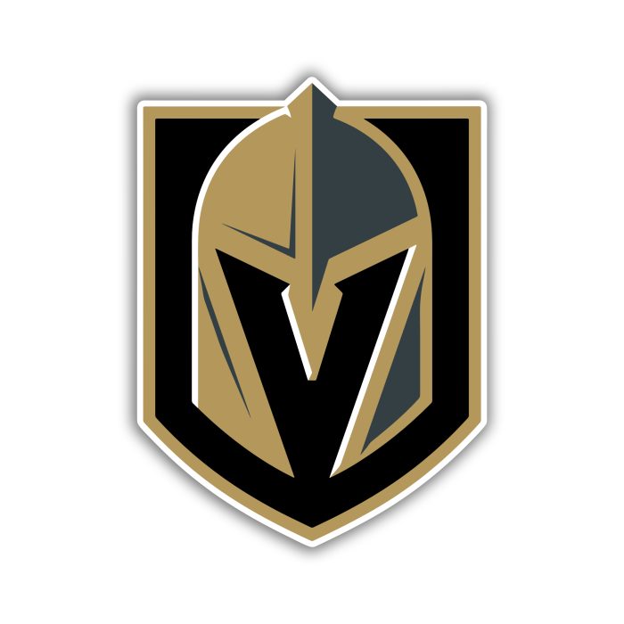 Vegas Golden Knights - Shield With Helmet - Full Color Vinyl Sticker - Custom Size