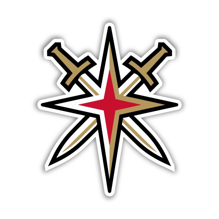 Vegas Golden Knights - Swords Crossed With Star - Full Color Vinyl Sticker - Custom Size