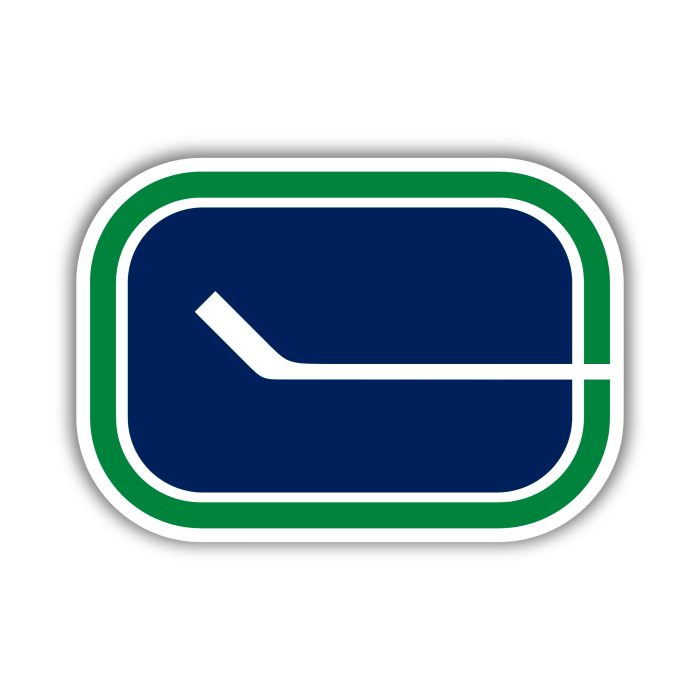 Vancouver Canucks - Rectangle With Hockey Stick - Full Color Vinyl Sticker - Custom Size