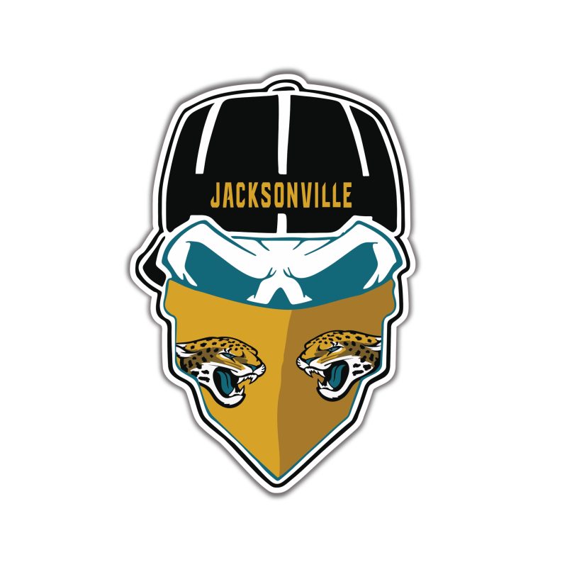 Jacksonville Jaguars - Skull With Cap - Full Color Vinyl Sticker - Custom Size