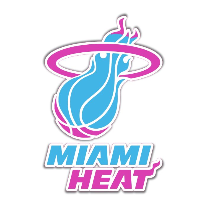 Miami Heat - Blue And Pink Basketball With Name - Temporary Tattoo