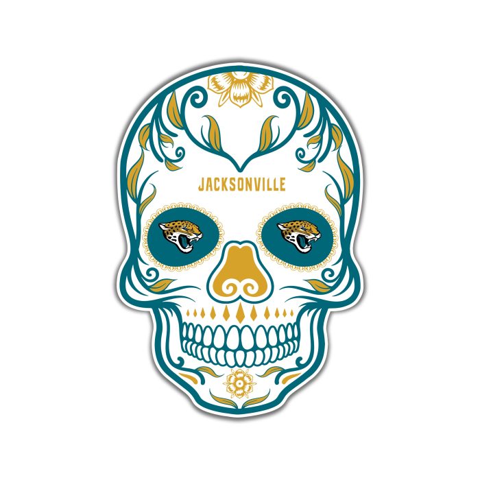 Jacksonville Jaguars - Sugar Skull - Full Color Vinyl Sticker - Custom Size