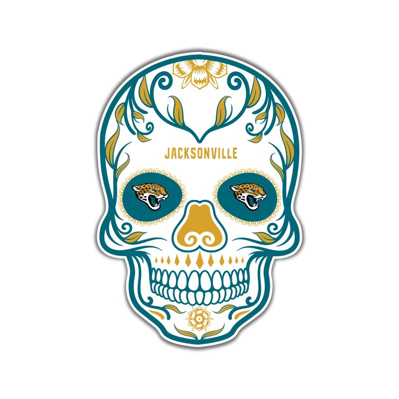 Jacksonville Jaguars - Sugar Skull - Full Color Vinyl Sticker - Custom Size