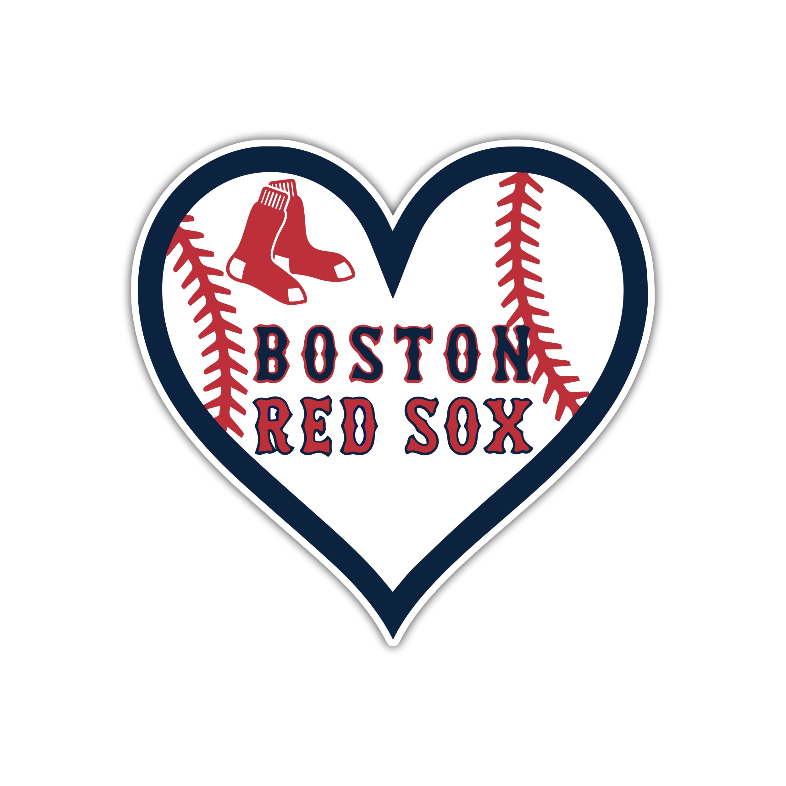 Boston Red Sox - Baseball Heart - Full Color Vinyl Sticker - Custom Size