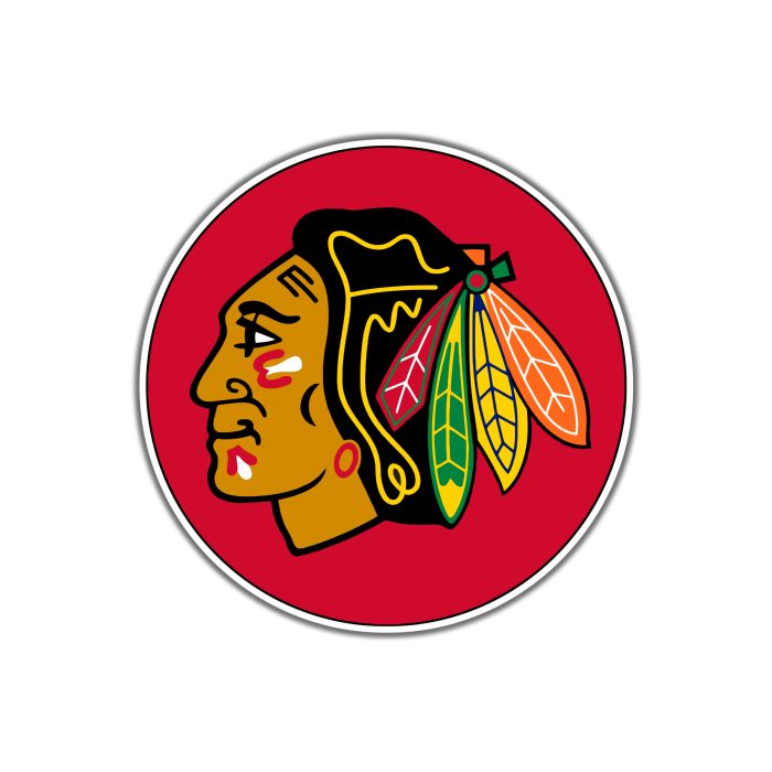 Chicago Blackhawks - Red Circle With Head - Full Color Vinyl Sticker - Custom Size