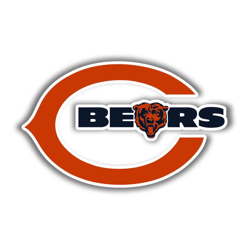 Chicago Bears - Bear Head- Full Color Vinyl Sticker - Custom Size