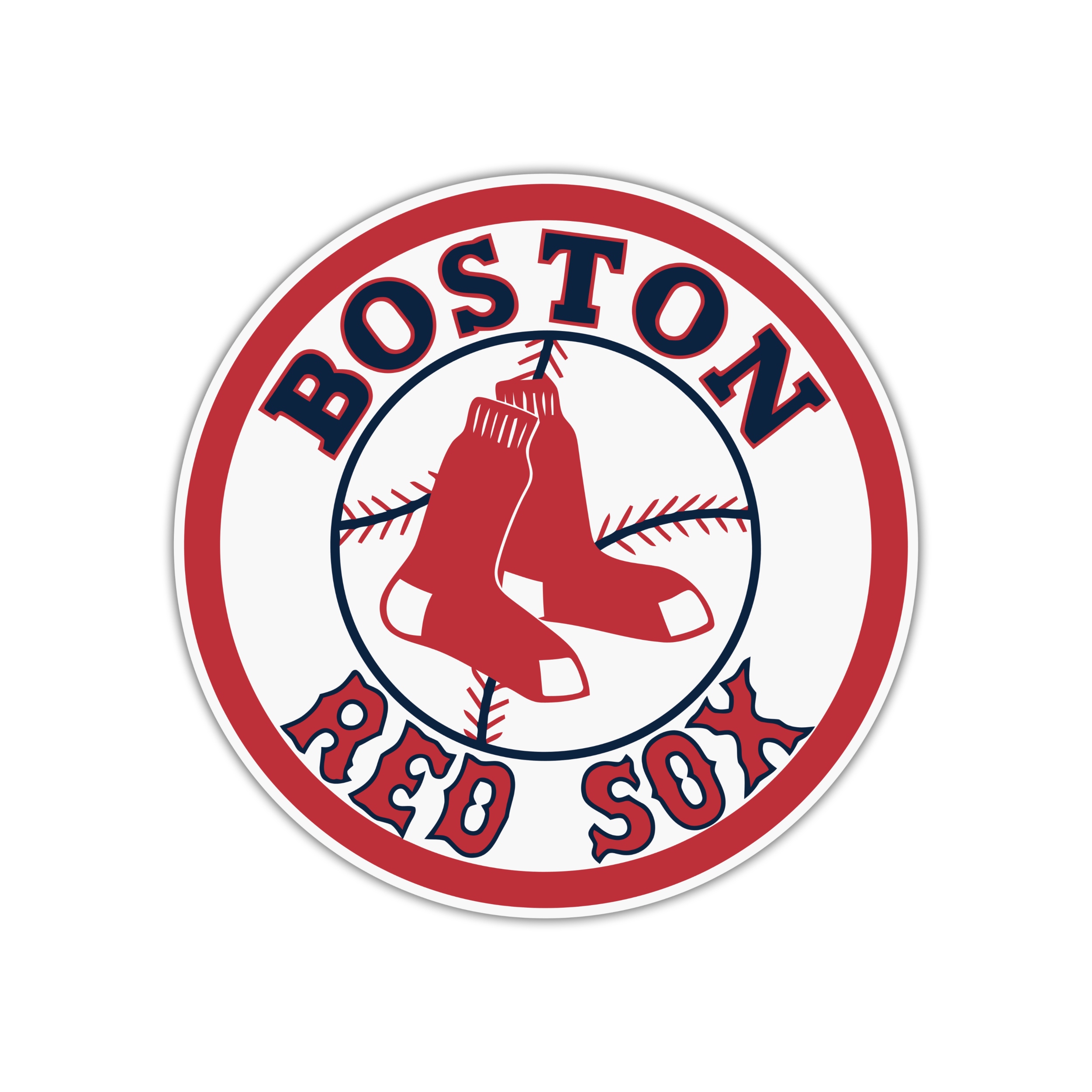 Boston Red Sox - Circle With Sox And Baseball - Full Color Vinyl Sticker - Custom Size