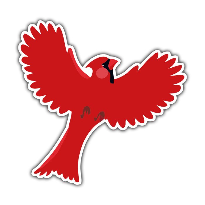 Bird - Cardinal - Full Color Vinyl Decal - Custom Size
