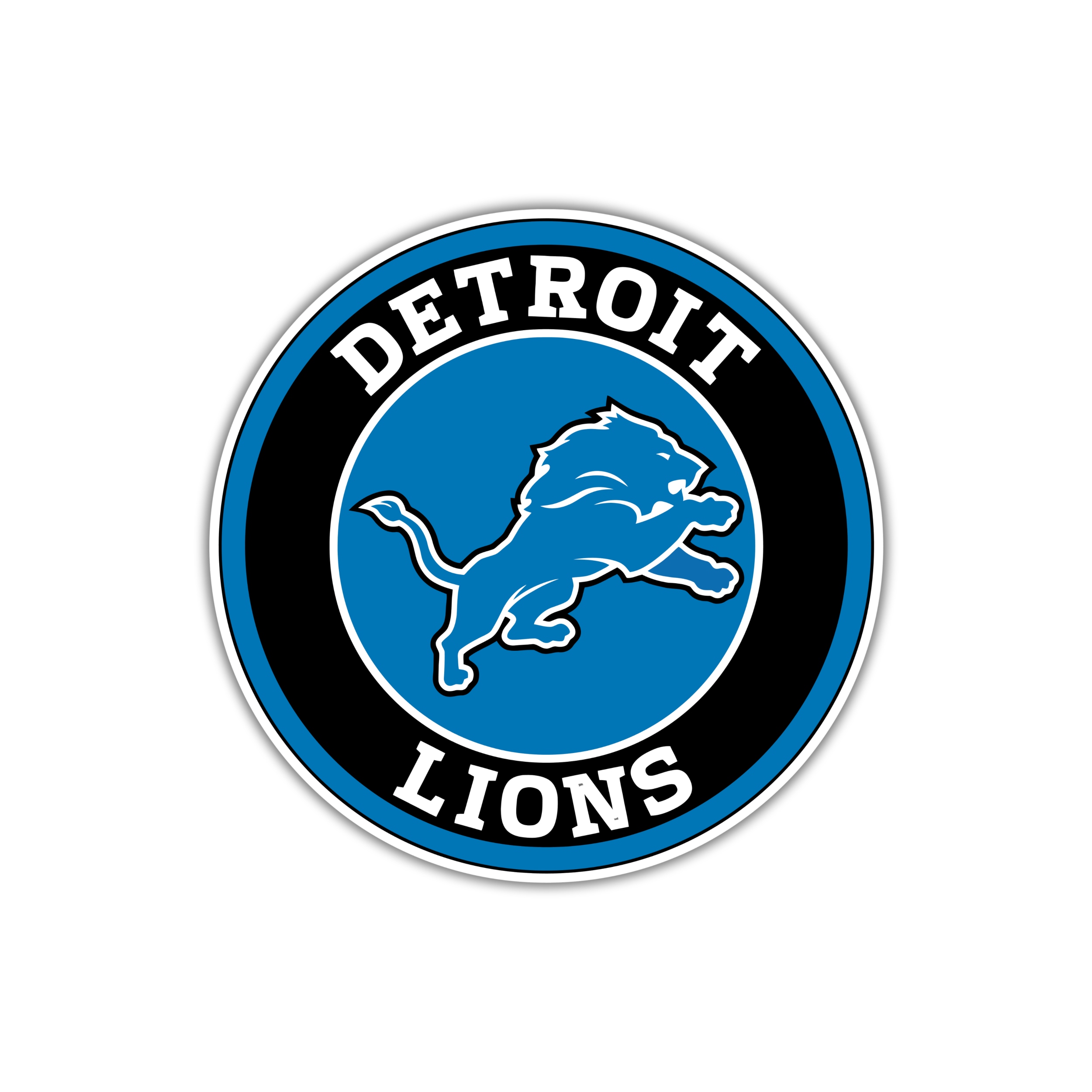 Detroit Lions - Black And Blue Circle - Full Color Vinyl Sticker - Custom Size