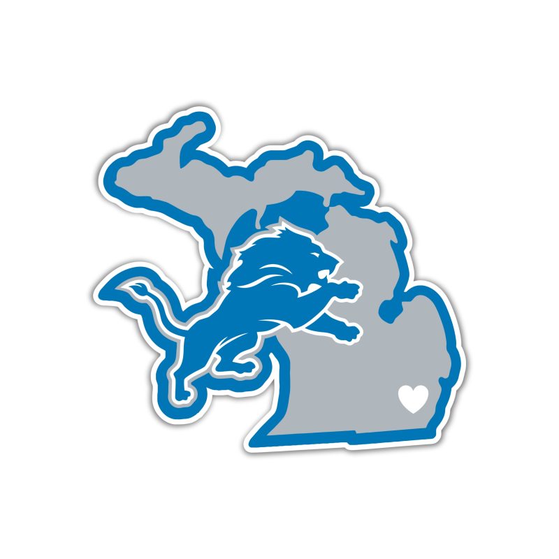 Detroit Lions - Lion Gray State - Full Color Vinyl Sticker - Custom Size