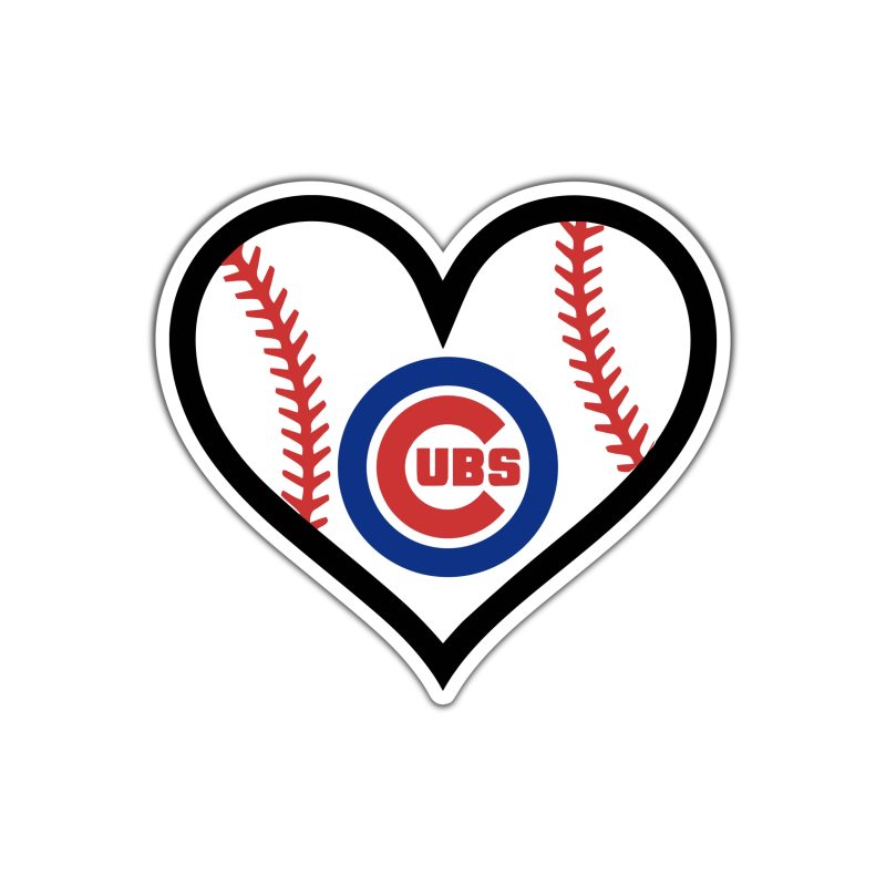 Chicago Cubs - Baseball Heart - Full Color Vinyl Sticker - Custom Size