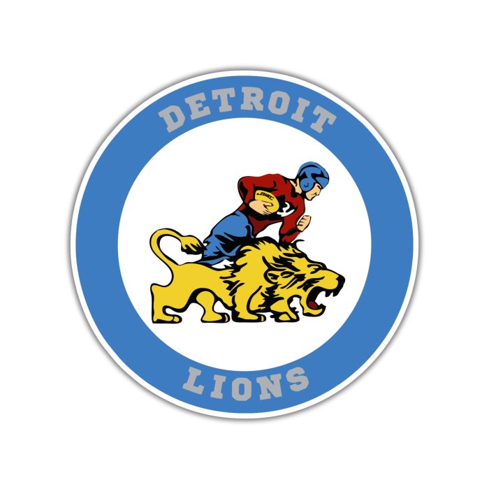 Detroit Lions - Circle With Lions Old Logo - Full Color Vinyl Sticker - Custom Size