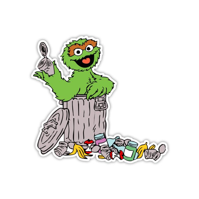 Sesame Street- Oscar the Grouch - Full Color Vinyl Sticker - Custom Size