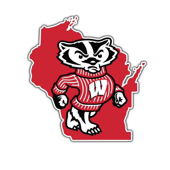 Wisconsin Badgers - Badger Inside State -Full Color Vinyl Decal - Custom Size