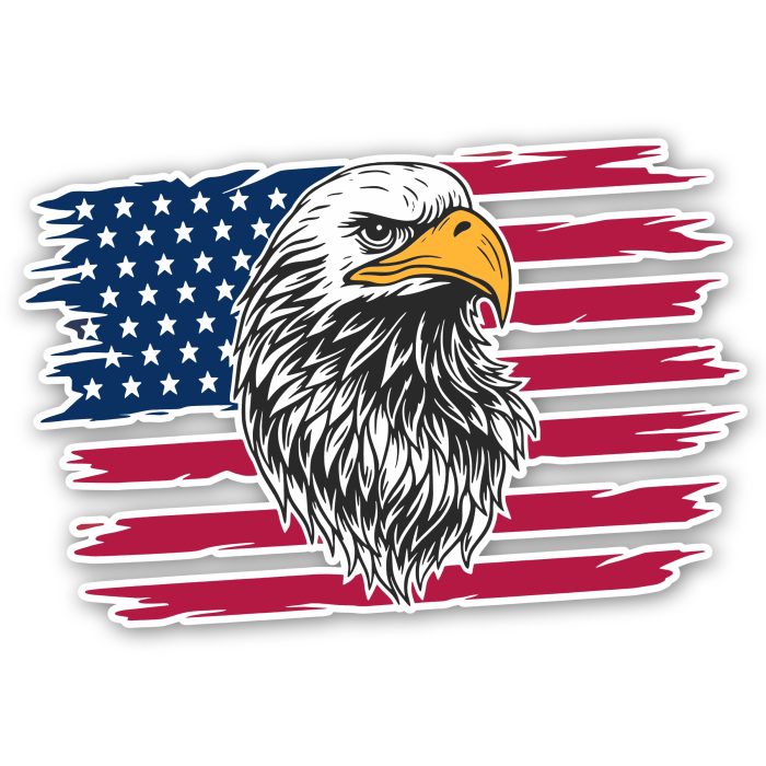 Eagle Flag Full Color Vinyl Decal - custom size