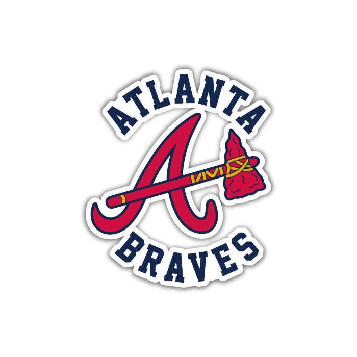 Atlanta Braves - Name With A Hatchet - Full Color Vinyl Sticker - Custom Size