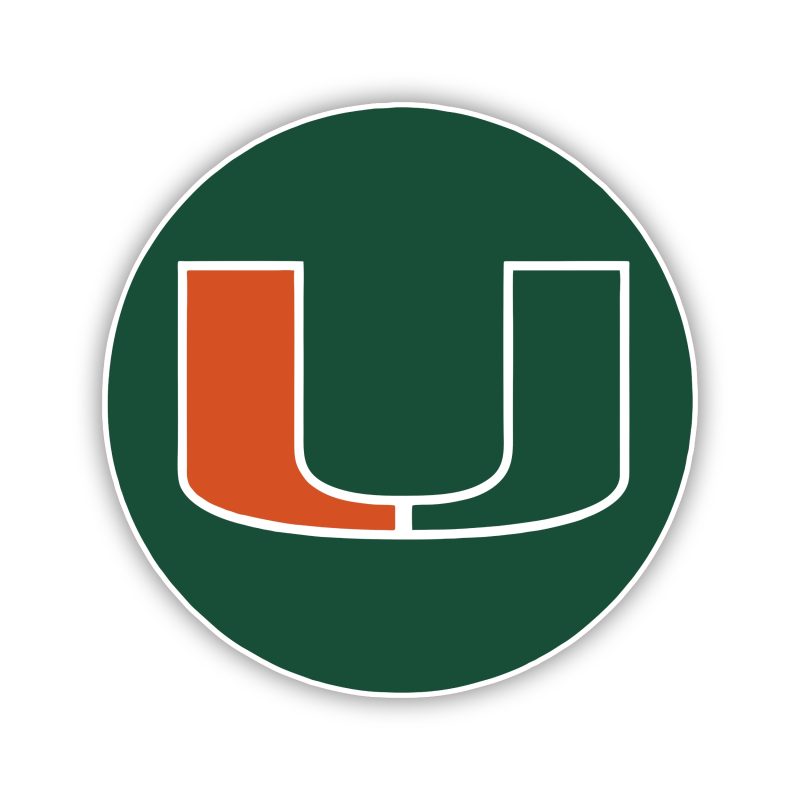 Miami Hurricanes - Green Circle - Full Color Vinyl Decal - Custom Size