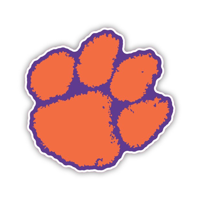 Clemson Tigers - Orange And Purple Paw - Temporary Tattoo