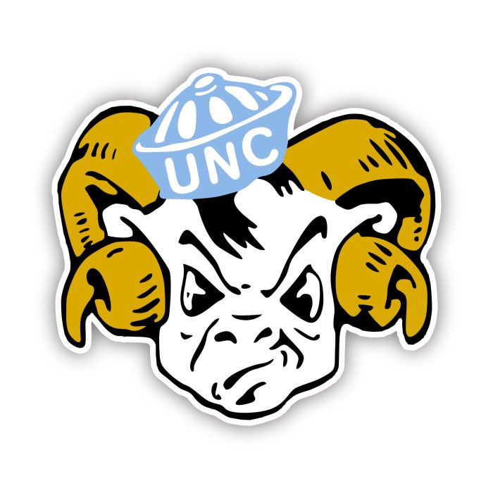 North Carolina Tar Heels - Ram Head With Yellow Horns - Temporary Tattoo