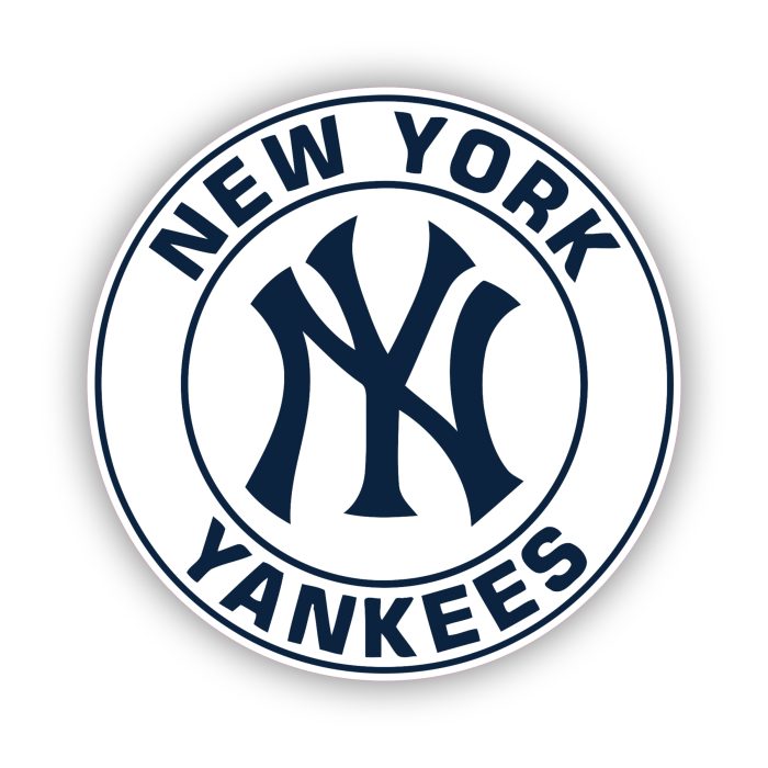 New York Yankees - White Circle Dark Blue Words - Temporary Tattoo
