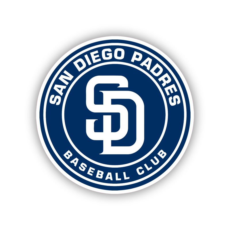 San Diego Padres - Blue Circle With White Name - Full Color Vinyl Sticker - Custom Size