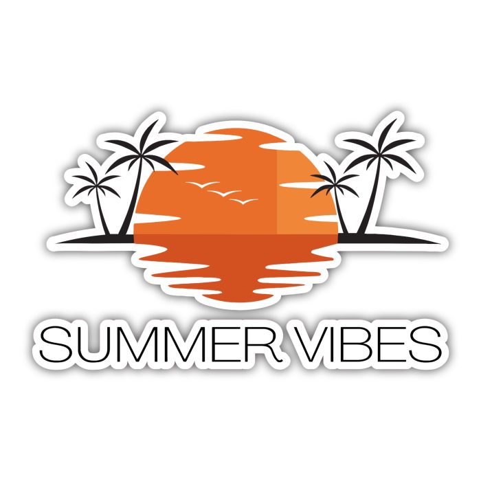 Summer Vibes With Palm Trees  Full Color Vinyl Decal - Custom Size